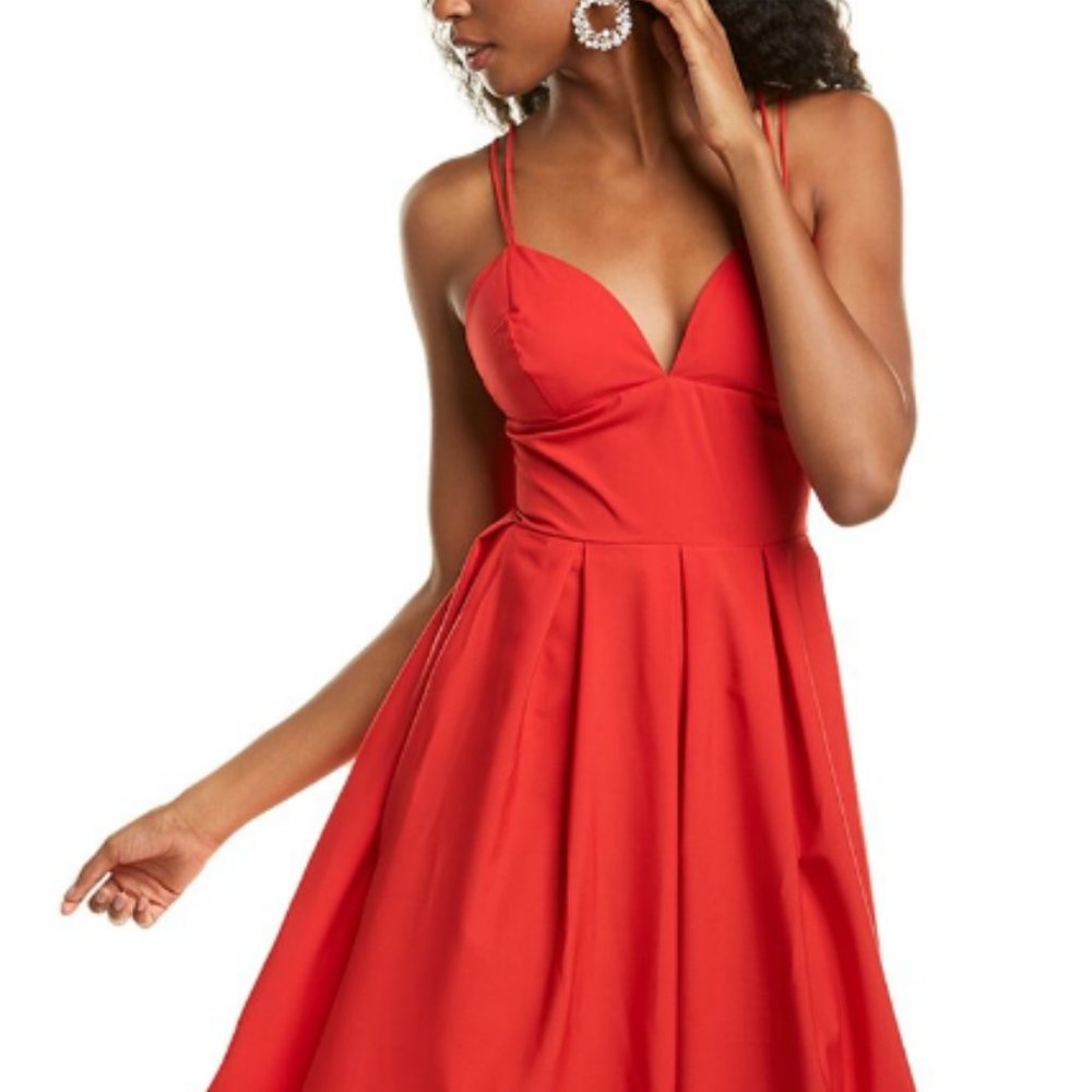 Michele Laperle Pleated Midi Dress Red